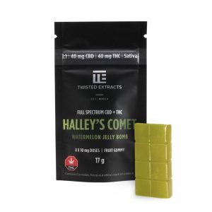 Twisted Extracts Jelly Bomb – 1:1 Watermelon Halley’s Comet Sativa (40mg THC + 40mg CBD)