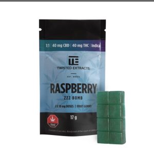 Twisted Extracts Zzz Bomb – Indica 1:1 Raspberry Zzz (40mg THC + 40mg CBD)