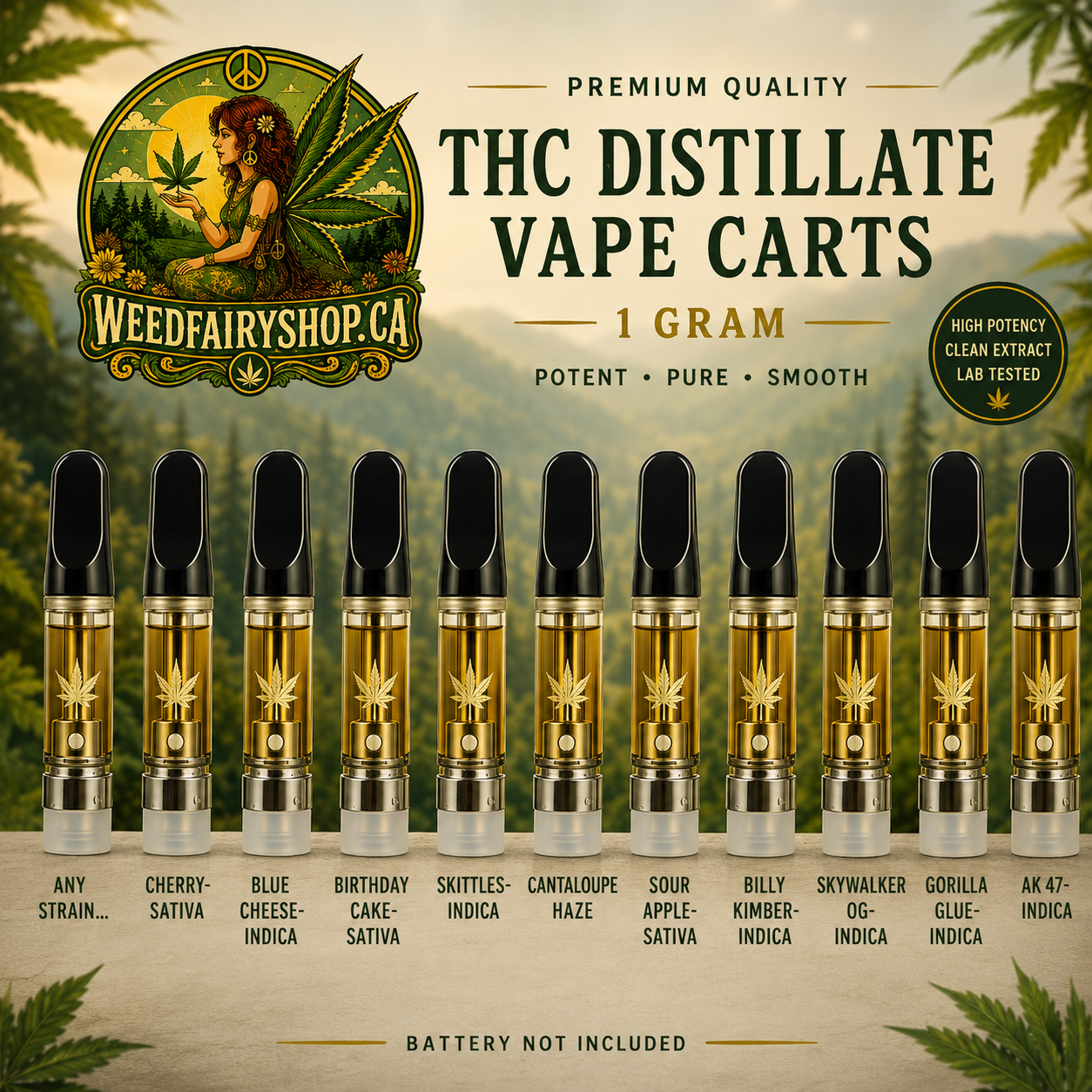 THC Distillate Vape Carts- Weedfairy Exclusive!