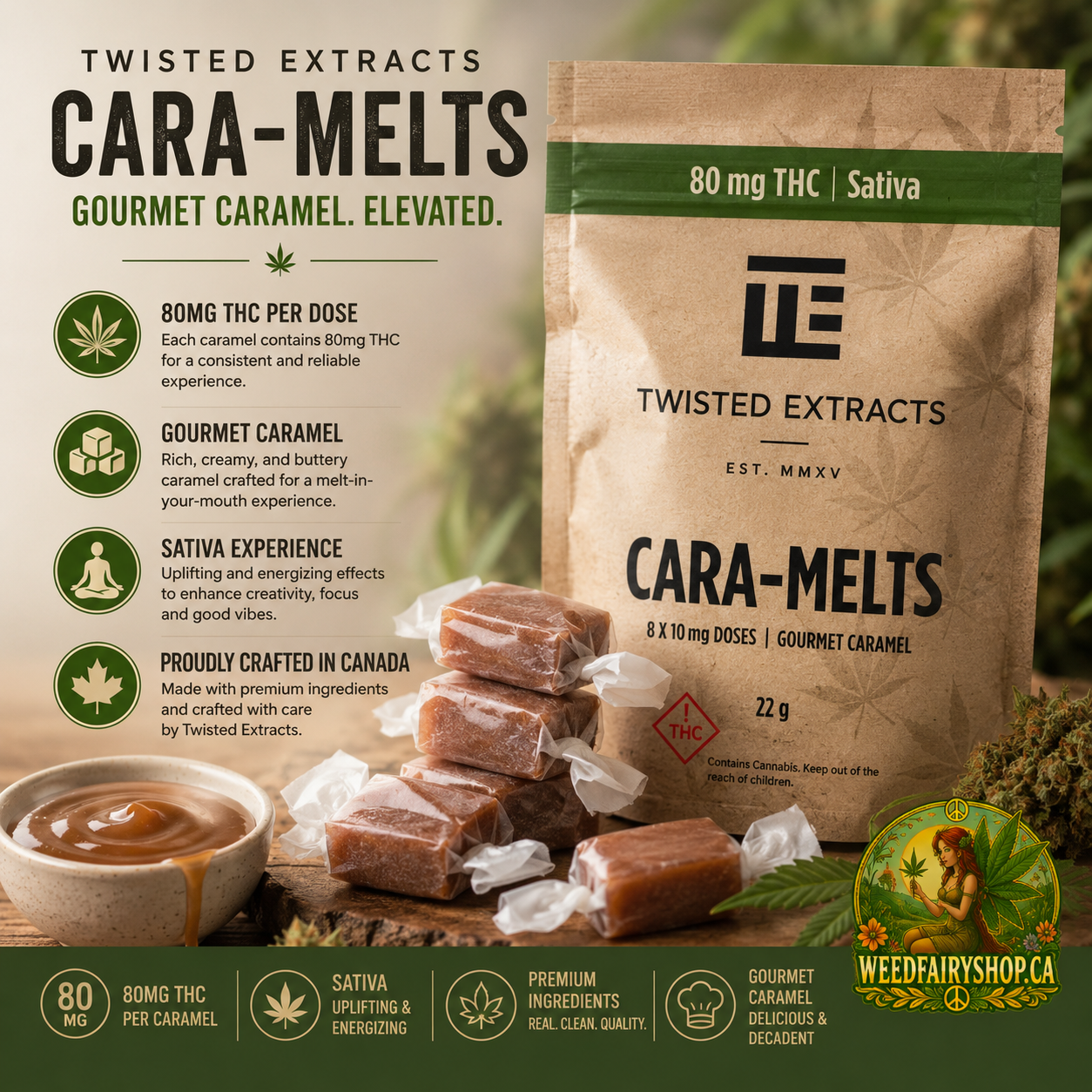 Twisted Extracts Salty Cara-Melts – 300MG THC Sativa Gourmet Caramels