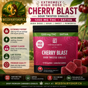 Twisted Extracts-Cherry Blast Extremely High Dose Twisted Singles (1200 Mg THC, Sativa)