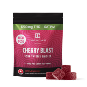 Cherry Blast High Dose Twisted Singles (1200 Mg THC, Sativa)