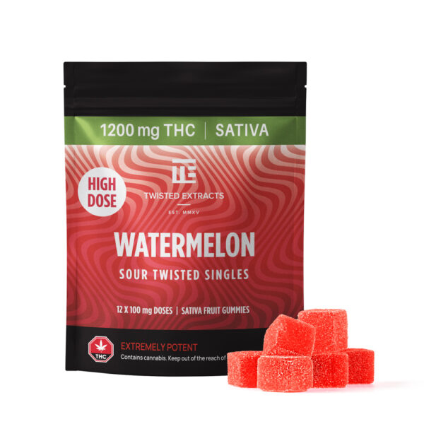 Watermelon High Dose Twisted Singles (1200 Mg THC, Sativa)